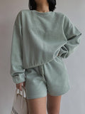 Women High Quality Hoodies Tracksuits 2 Piece Set Summer Autumn Sweatshirt + Sporting Shorts Outfit Solid Pants
