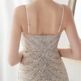 Shining Sequins V Neck Strapless Slim Formal Cocktail Party