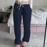 Street Trend Loose Waist Wide Legs Pink Woven Overalls Hot Girls Low Waist Leisure Trousers New Summer Style-Outfit