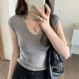 Solid Color Temperament V-Collar Knitted Sleeveless Vest Women's 2024 New Spring And Summer Slim And Thin Underwear-Outfit