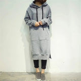 Long Hoodie Casual Solid Color Student's Autumn Winter 2021hoodies Women Baggy Pullover Oversized Sweatshirt