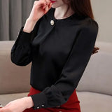 tops and blouses solid chiffon blouse shirt Office Lady blouse long sleeve women shirts fashion women blouses 1875