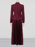 Temperament Elegant Style Suit 2025 New Collar Embroidered High-Rise High-Rise 100-Folded Skirt