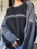 Contrast Patchwork Grunge Sweatshirts Harajuku Korean Casual Long Sleeve New Pullovers Women Autumn Winter