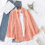Plaid Shirt Women 2021 New Spring Autumn Womens Tops Loose Design Style Lady Casual Long Sleeve Blouse Clothes