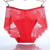 Sexy Lace Panties Mid Waist Women Transparent Silk Underwear Seamless Plus Size Briefs Abdomen Health Knickers