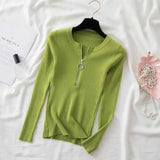 O Neck Striped Sweaters Knitted Zipper Pullover Long Sleeve Woman Sweaters Tops Slim Casual Soft Jumper Pull Femme