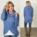 Women Autumn Winter Turtleneck Knitted Sweater Casual Long Sleeve Pullover Vintage Button Jumper Tops
