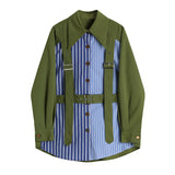 Straight Shirt For Women Lapel Long Sleeve Patchwork Colorblock Striped Blouses Female Clothing Fashion New 2023 703-1-Outfit