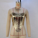Toloer Women's New 2024 Winter Fashion Metallic Waist Top Sexy Undershirt Strapless Vest-Outfit