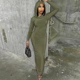 Toloer Women's Fall 2024 New Fashion, Slim Hooded, Slit And Women's Dress-Outfit