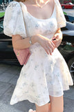 Sleeve French Floral Print Maxi Mini Woman Dress Office Lady Korean Japan Style Kawaii Elegant Dress for Women 2023