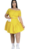 Size Sets Skirts Women Fashion Casual Crop Top Mini Skirt Two Piece Solid Outfits New Uniform Summer Wholesale