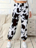 Ms. Autumn And Winter Fashion Explosion Cow Print Pattern Lady Loose Fashion Trousers
