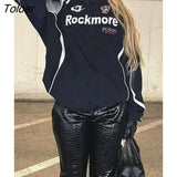 Motorcycle Zip Up Oversized Varsity Jackets Racing Full Sleeve Letter Printing Bomber Jacket Gothic O Neck