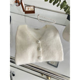 V-Neck Knitted Cardigan Women Wear The New Style Milk, Waxy, Lazy Style, High Sense, Short Waist And Slim Top Trend.-Outfit