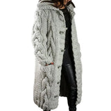 Autumer Winter Long Sleeve Top Crew Neck Women Sweater Knit Cardigan Pull Button Thick Warm Loose Casual Long Coat