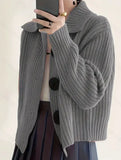 Women's Loose Korean Version Of Fashion Casual Big Collar Knitted Cardigan