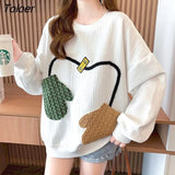 Pullovers Women Spring Autumn Trendy Cute Sweatshirts Korean Style Oversized Pullover Design Loose Long Sleeve