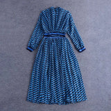 Patchwork Dress For Women Print Stand Collar Tunic High Waist Ruched Long Dresses 2020 Spring Elegant