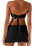 Women Sexy Knitted Hollow Out Tube Mini Dress Strapless Off Shoulder Patchwork Dress Summer Party Female Vestido 2023-Outfit