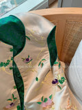 Chinese Style Song Jinpan Buckle Jacquard Vest Female 2024 Spring And Autumn Vintage Tang Dress Folded And Worn On The Outside-Outfit