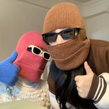 Women's Winter Mask Hats Windproof Knit Hat Warm Hat Ear Protector Pullover