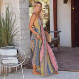 Summer Wishv Collared Sling Print Large Swing Dress Women's