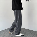 Trousers Men's Version Of The Trend Autumn And Winter Loose Drop Feeling Mop Straight Trousers Ins Harbor Style Vintage Daddy Pants-Outfit