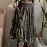 Antique Pleated Small Design Skirt 2023 New High-Waisted A-Shaped Casual Chic Dress-Outfit