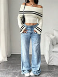 Women's Single-Word Shoulder-To-Shoulder-To-Shoulder-Tuck Knitted