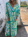Women's Spring Summer New V-Neck Fashion Holiday Print