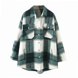 Women Casual Plaid Coat Women Batwing Long Sleeve Loose Pocket Jacket Turn Down Collar Lady Tops Outerwear Spring