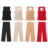 New Lining Button-Button Vest 8010600 Open Straight Trousers