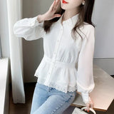 Sleeve White Blouse Ruffles Chiffon Blouse Shirt Women Tops Blouse Women Blusas Mujer De Moda 2021 Women Blouses Blusa