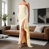 Summer New Shoulder-Opened Women's Temperament Evening Dress