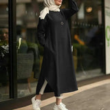 ZANZEA 2022 Kaftan Muslim Maxi Dress Women's Islamic Sundress Long Sleeve Vestidos Female Casual Solid Robe