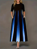 New Summer Loose Casual Print Collar Plus-Size Dress Women's