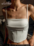 Bandage Straps Crop Top for Women Summer Outfits Elegant Backless Lace Up Cami Top Corset Cropped