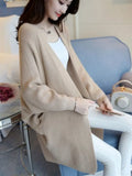 Fashion Autumn Winter Medium Length Sweater Coat Women's Knitted Cardigan Bat Sleeve Solid Color Coat Oversized