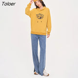 Women Hooded Sweatshirts 2022 Autumn Long Sleeve Loose Hoodies with Pocket Vintage Sheep Print Streetwear