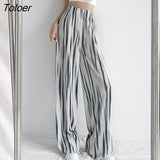 Women's Ice Silk Tie Dye Pants Fashion Wide Leg Stacked Summer Pants Women 2023 High Waist Straight Trousers Female
