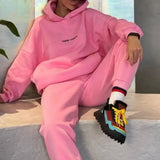 Pants Set Autumn Winter 2 Piece Sets Womens Outfits Tracksuit Y2k Tops Hoodies Straight Long Print Letter Loose 2023-Outfit