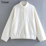 2023 Spring Warm Gray Jacket Women Outerwear With Button Bomber Jacket Coat Women Thicken