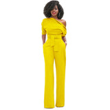 Solid Color Collar Button One-piece