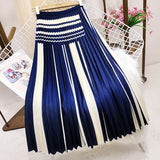 2021 New Hit Color Striped Skirts Japanese Streetwear High Waist Hip A-Line Skirt Korean Chic OL Pleated Faldas