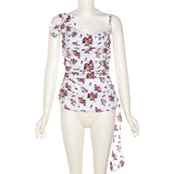 Floral Print Asymmetrical Women Tank Tops Korean Fashion Women Summer Y2k Tops Sexy Flowy Camis Streetwear