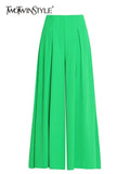 Solid Casual Pant For Women High Waist Patchwork Zipper Loose Wide Leg Pants Female 2022 Spring Clothing