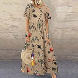 Explosion Women's Vintage Flower Printed Short Sleeve Round