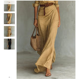 Women's Autumn Elegant Temperament Sexy Solid Color Irregular Folds Containing Belt